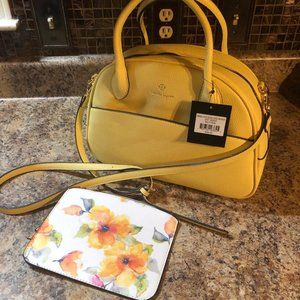 💜SALE…NWT Nanette Lepore Yellow Dome Bag with Bonus Pouch Set